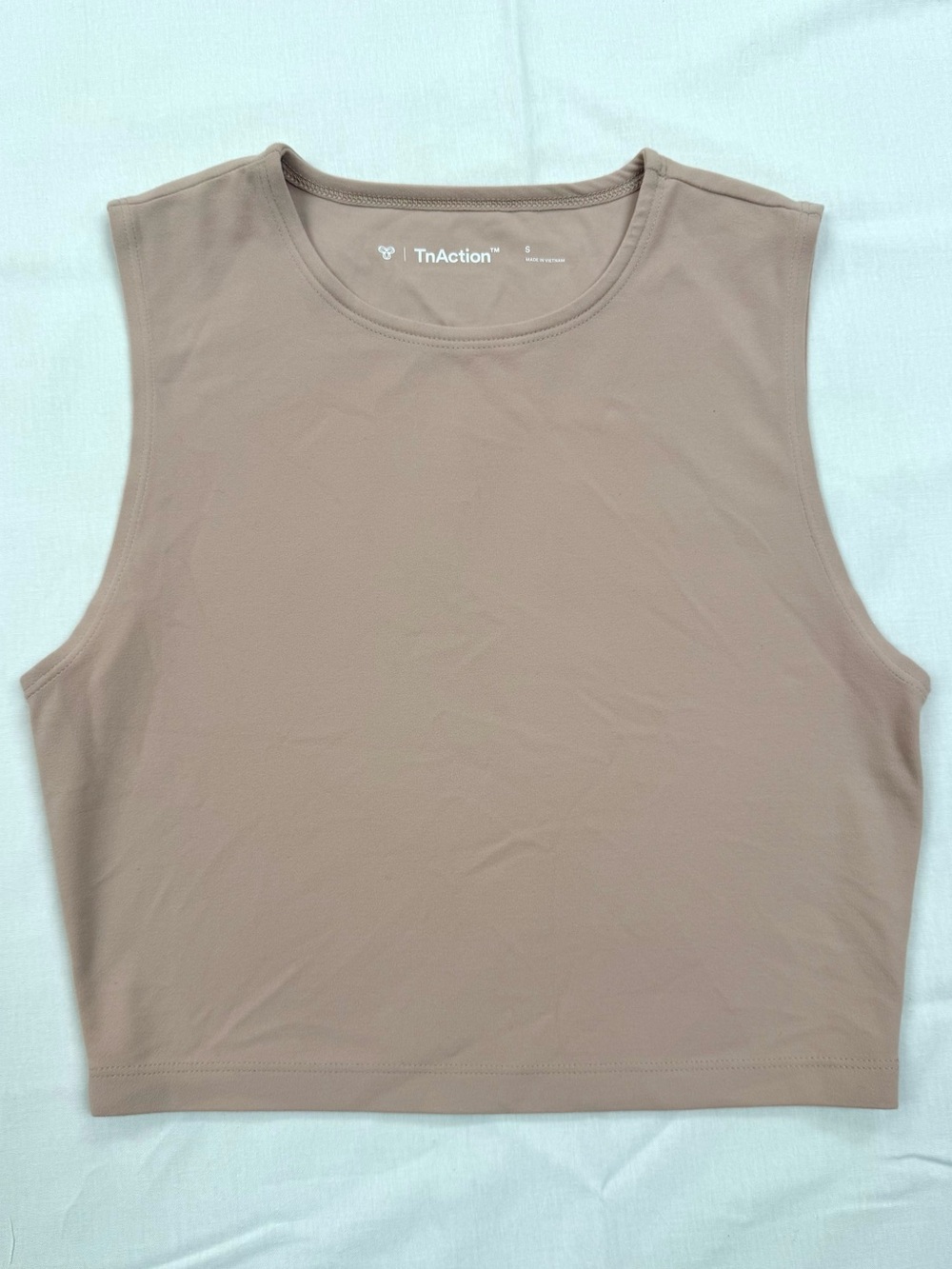 Aritzia TnAction TnaBUTTER Muscle Tank Taupe Cropped Athletic Top S